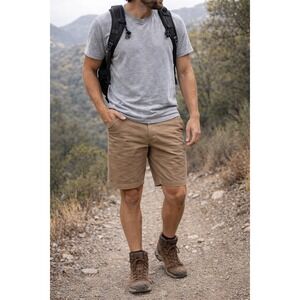 The North Face Mens 34 Khaki Chino Shorts Tan Outdoor Hiking Casual Flat Front